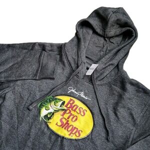 NEW Bass Pro Shops Mens Hoodie Sweatshirt Gray Size L Johnny Morris